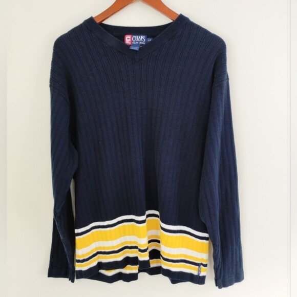 Chaps Ralph Lauren Sweater Mens Large Blue Knit Pullover RL Normcore - Picture 1 of 5